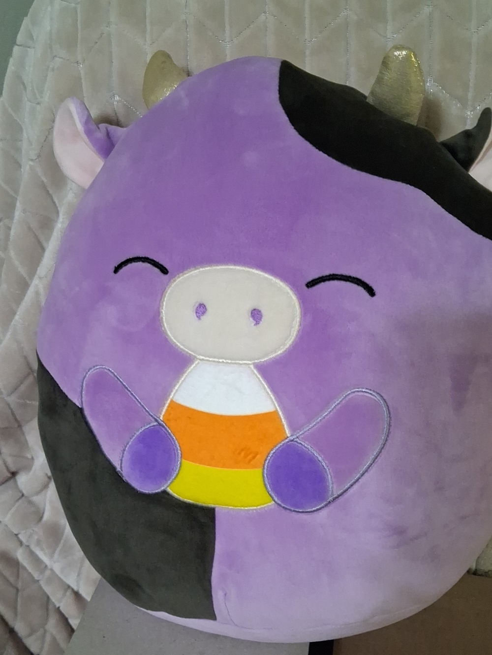 Squishmallow-Alexie, The purple Halloween Cow.